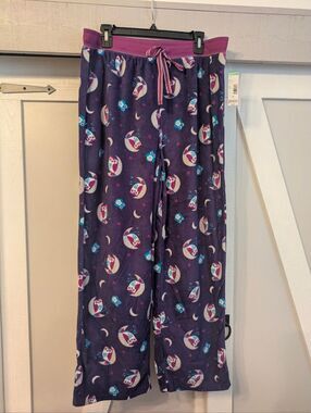 Women's XL Covington Fleece Long Night Owl Purple Lounge Pants PJ Pants New